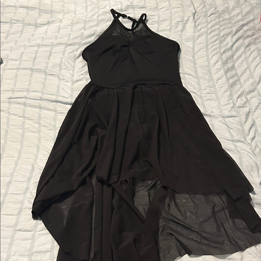 Weissman Black Halter High-Low Chiffon Dress